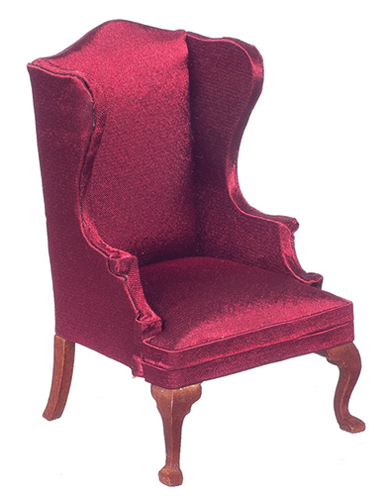 Wing Chair, Burgundy, Walnut